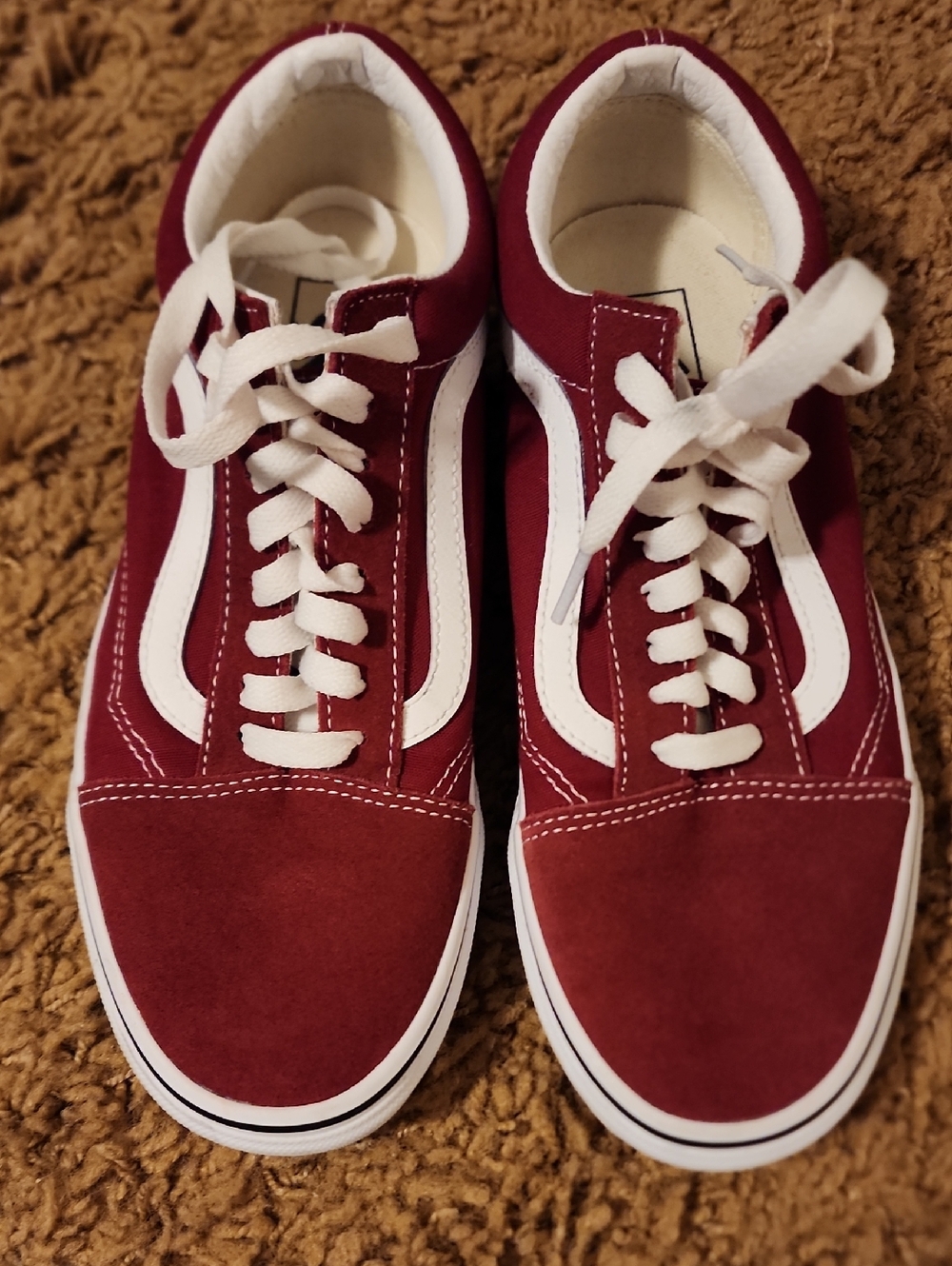 Vans Suede Burgundy and White Old Skool Sneakers